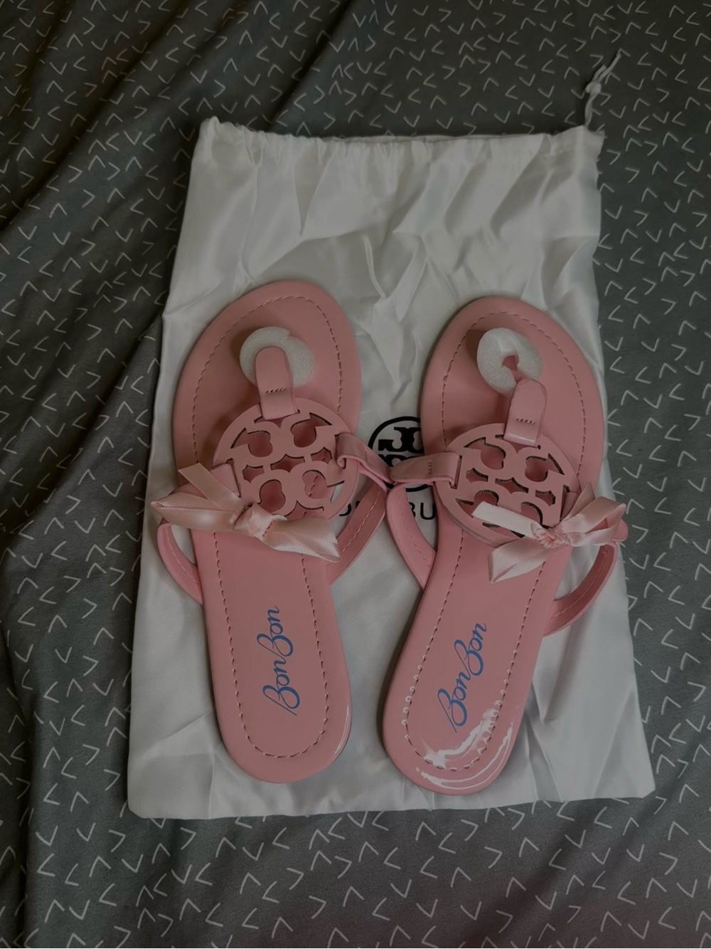 Tory Burch Pink Girls' Logo Bow Sandals